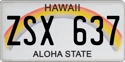 HI license plate ZSX637
