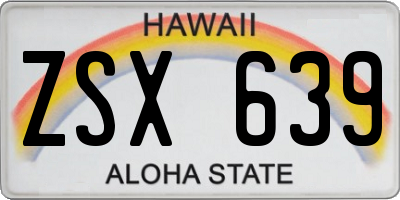 HI license plate ZSX639