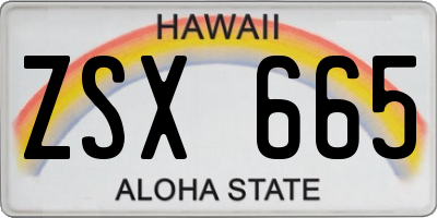 HI license plate ZSX665
