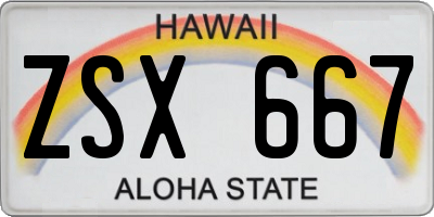 HI license plate ZSX667