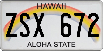 HI license plate ZSX672