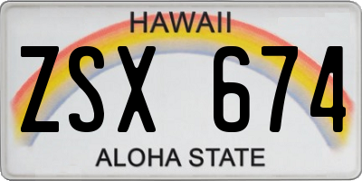 HI license plate ZSX674