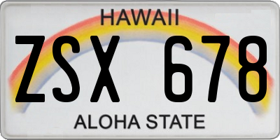 HI license plate ZSX678