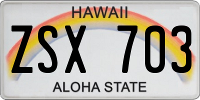 HI license plate ZSX703