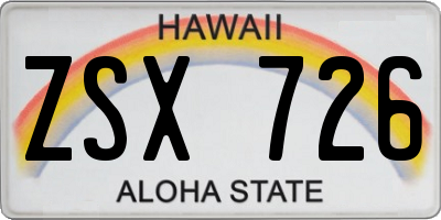 HI license plate ZSX726