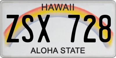 HI license plate ZSX728