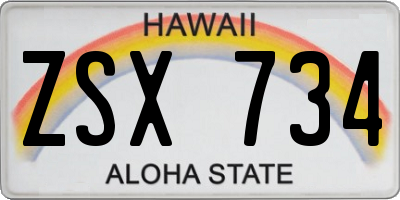 HI license plate ZSX734