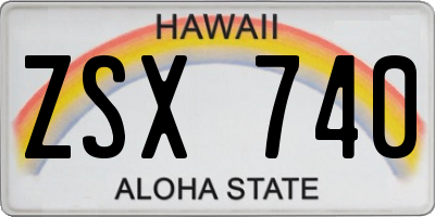 HI license plate ZSX740