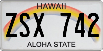 HI license plate ZSX742