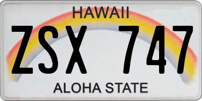 HI license plate ZSX747