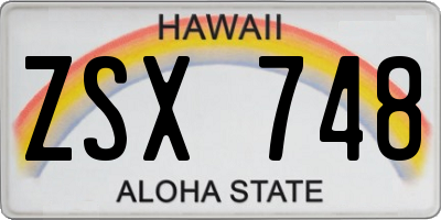 HI license plate ZSX748