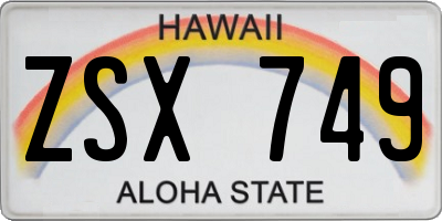 HI license plate ZSX749