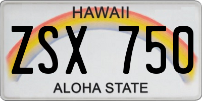 HI license plate ZSX750