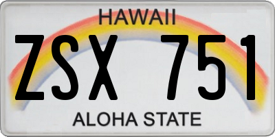 HI license plate ZSX751