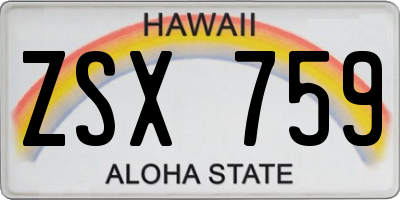 HI license plate ZSX759