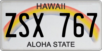 HI license plate ZSX767