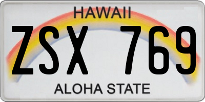 HI license plate ZSX769