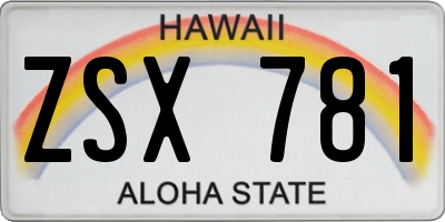 HI license plate ZSX781
