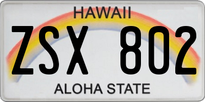 HI license plate ZSX802