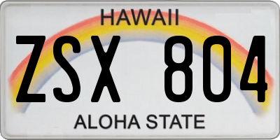 HI license plate ZSX804