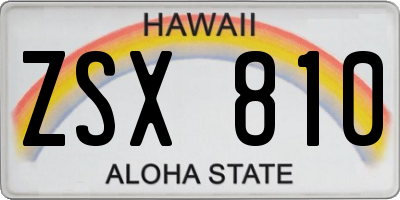 HI license plate ZSX810