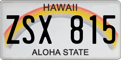 HI license plate ZSX815