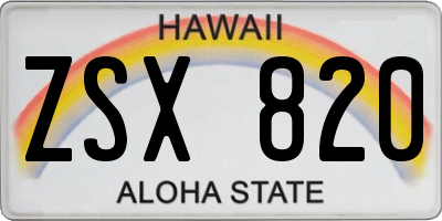 HI license plate ZSX820