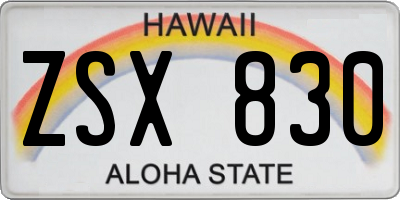 HI license plate ZSX830