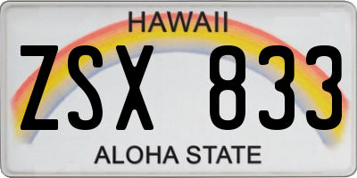 HI license plate ZSX833