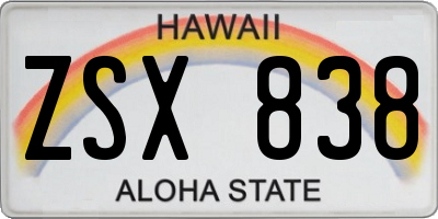 HI license plate ZSX838
