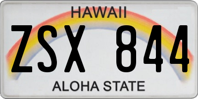 HI license plate ZSX844