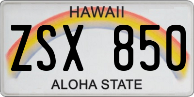 HI license plate ZSX850