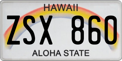 HI license plate ZSX860