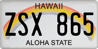 HI license plate ZSX865