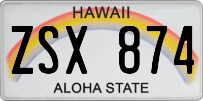 HI license plate ZSX874