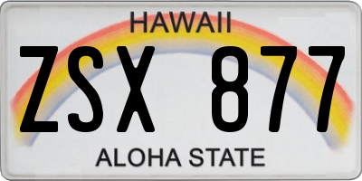 HI license plate ZSX877