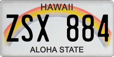 HI license plate ZSX884