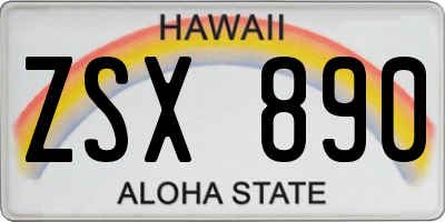HI license plate ZSX890