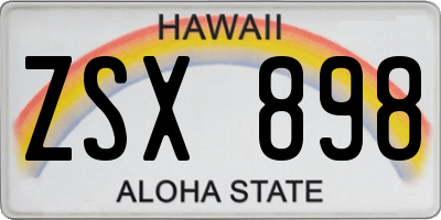 HI license plate ZSX898