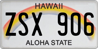 HI license plate ZSX906