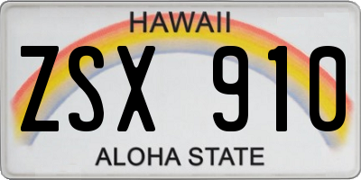 HI license plate ZSX910