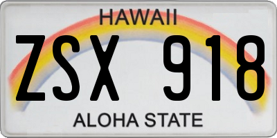 HI license plate ZSX918