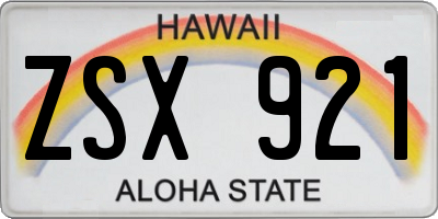 HI license plate ZSX921