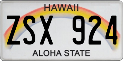 HI license plate ZSX924