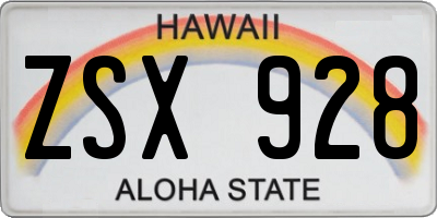HI license plate ZSX928