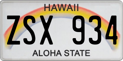 HI license plate ZSX934