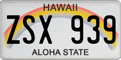 HI license plate ZSX939