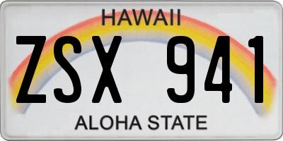 HI license plate ZSX941
