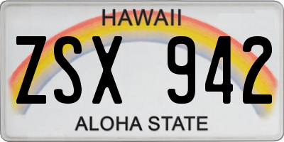 HI license plate ZSX942