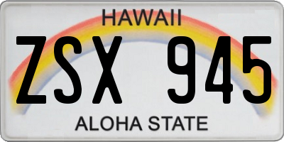 HI license plate ZSX945
